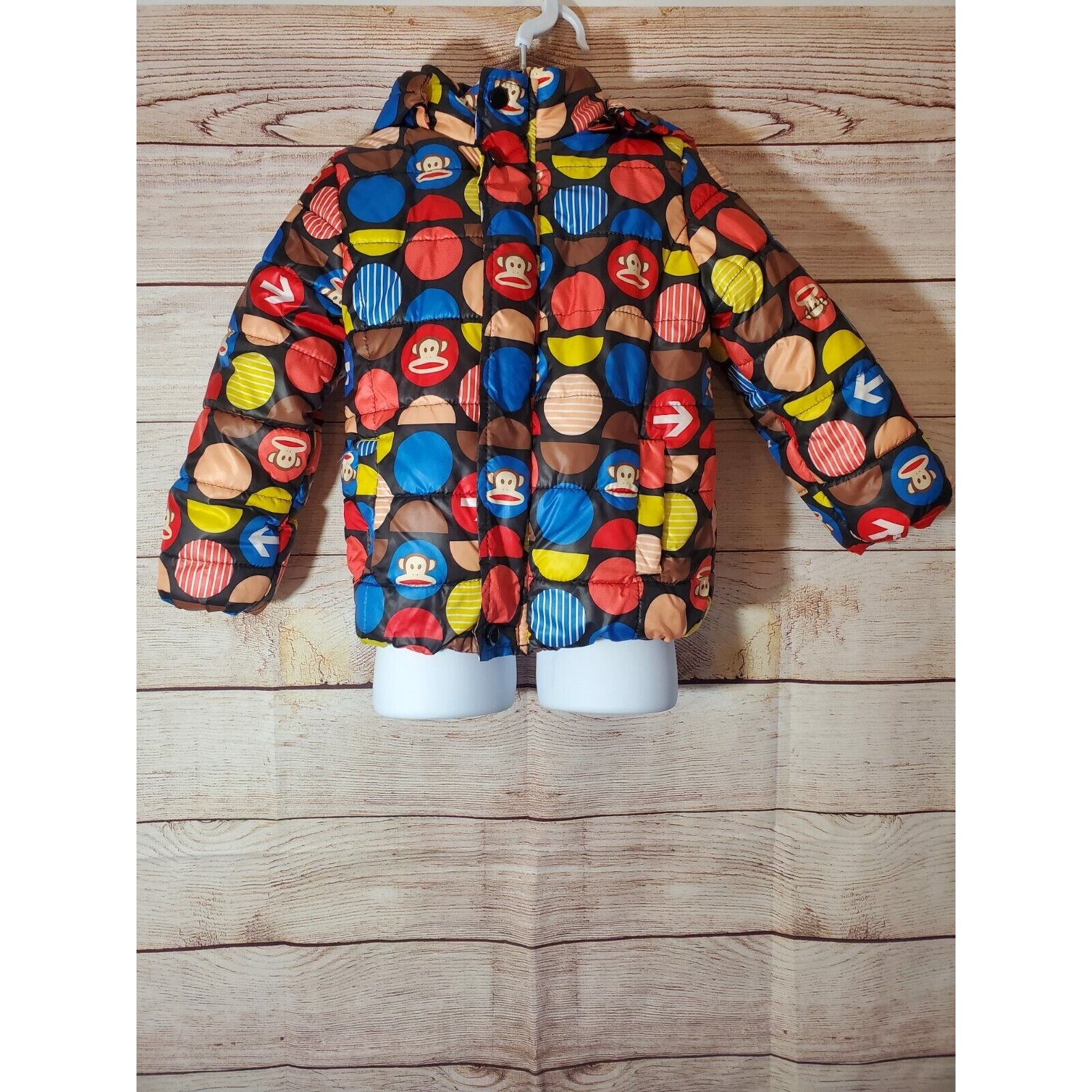 Boutique Brand Sock Monkey Youth Puffer Hooded Coat Jacket  Euc